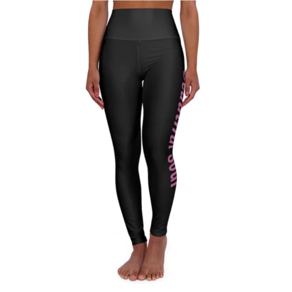 GOLDSHEEP Black Pink Live‎ Out Loud Letter Graphic Leggings Size XL Pull On